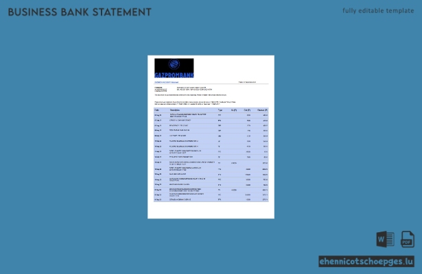 Gazprombank Firmenkontoauszug (Word- und PDF-Beispiel)